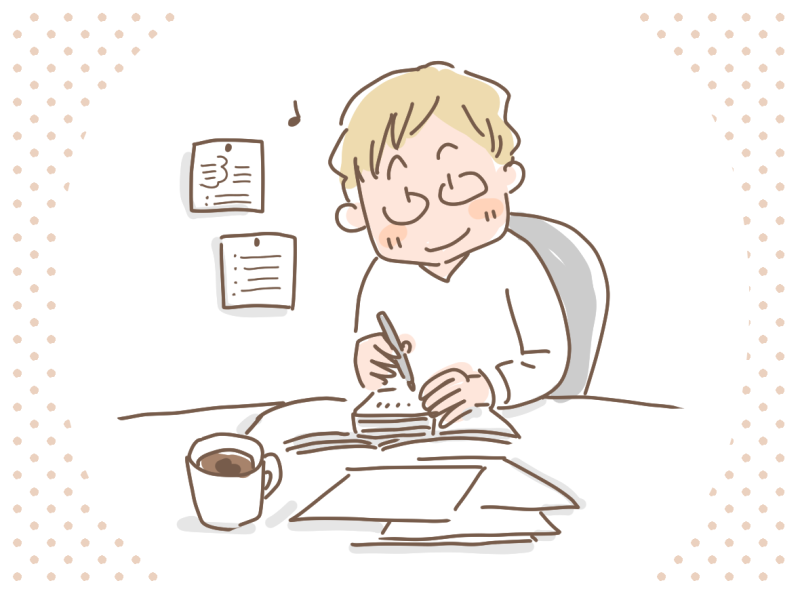 本を読みながら、付箋にメモを取るひとコマ。マツキヨコ