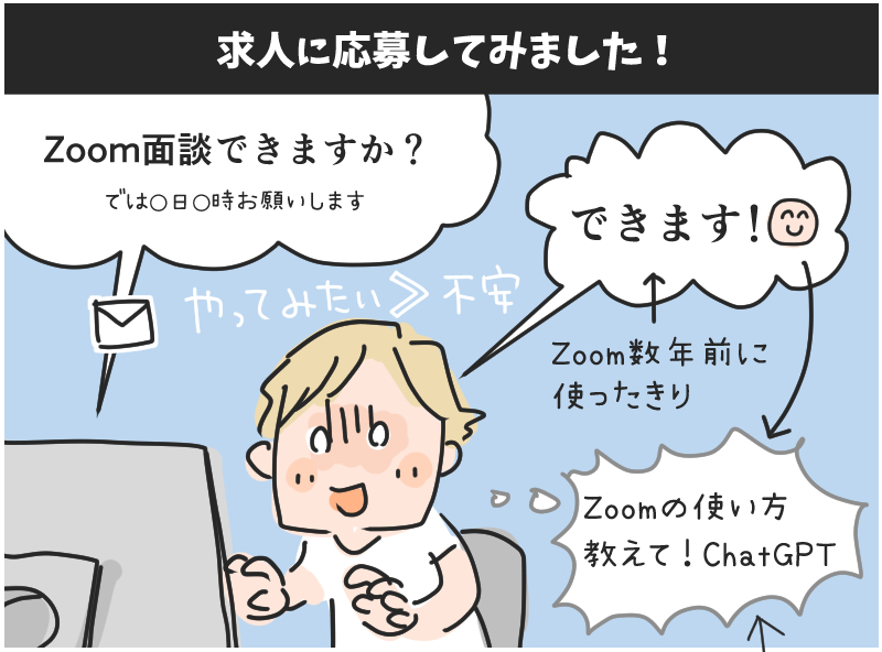 Zoom面談しました。4コマ漫画絵日記
