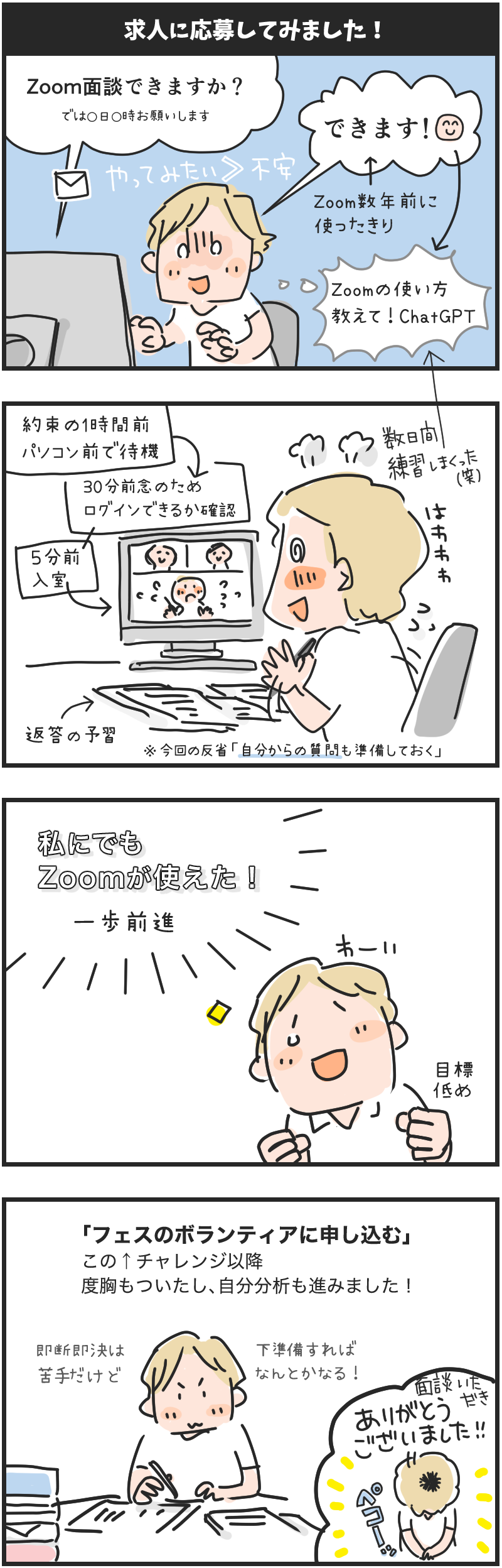 Zoom面談しました。4コマ漫画絵日記