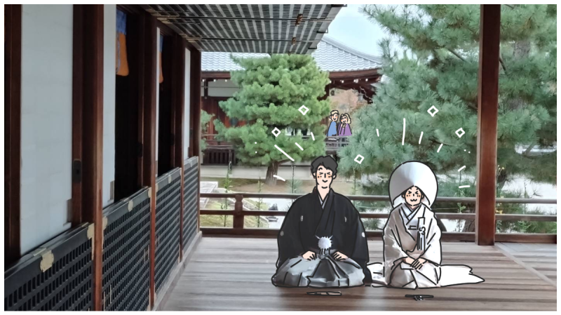 京都【大覚寺】さんで、ウェディングフォト見学 | マツキヨコの絵日記